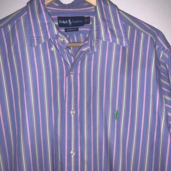 Ralph Lauren Multi Color Long Sleeved Striped Button Classic Fit Shirt Size 16 - Picture 3 of 8
